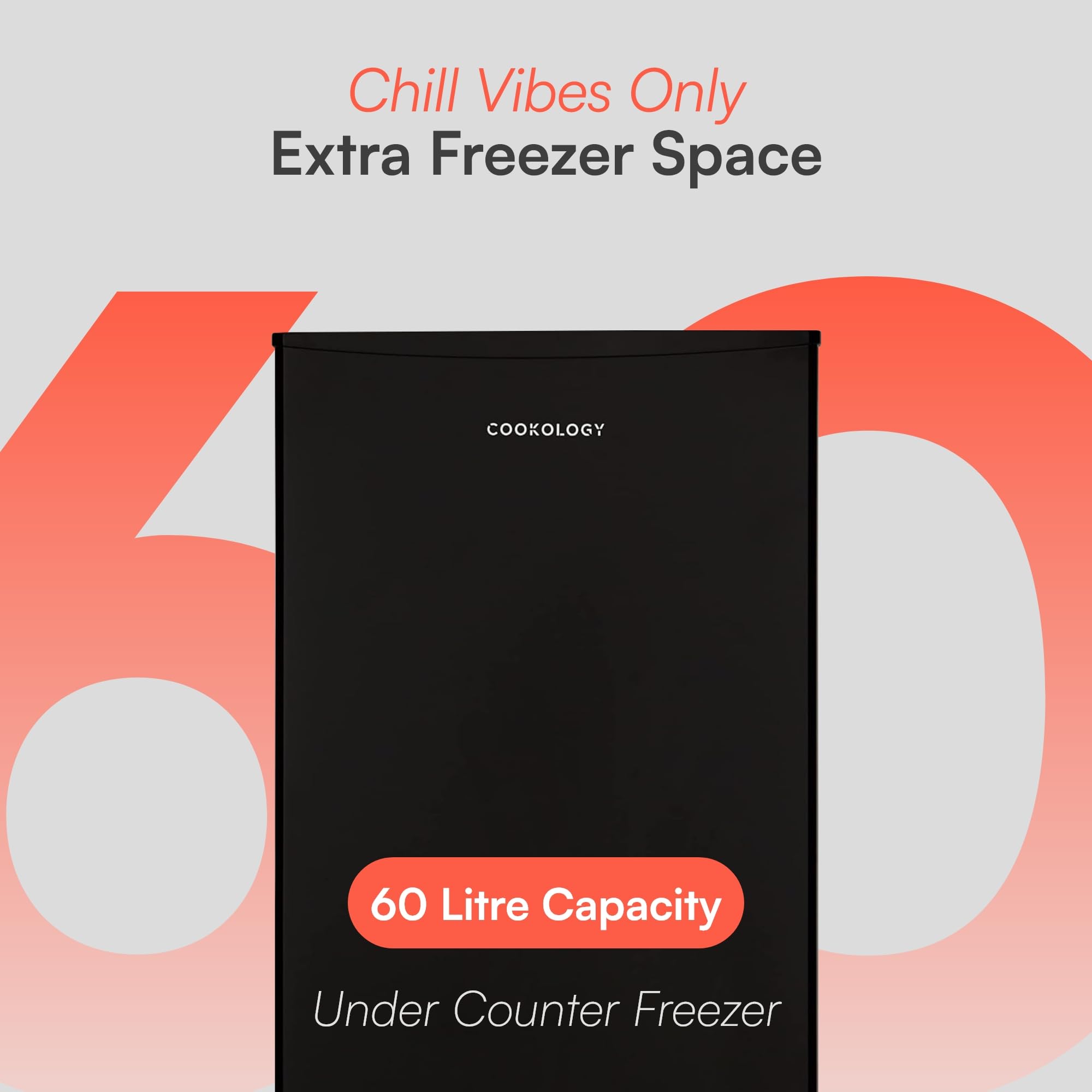 Cookology 60L Freestanding Under Counter Freezer - 48cm - Practical Reversible Door - 3 Large Compartments