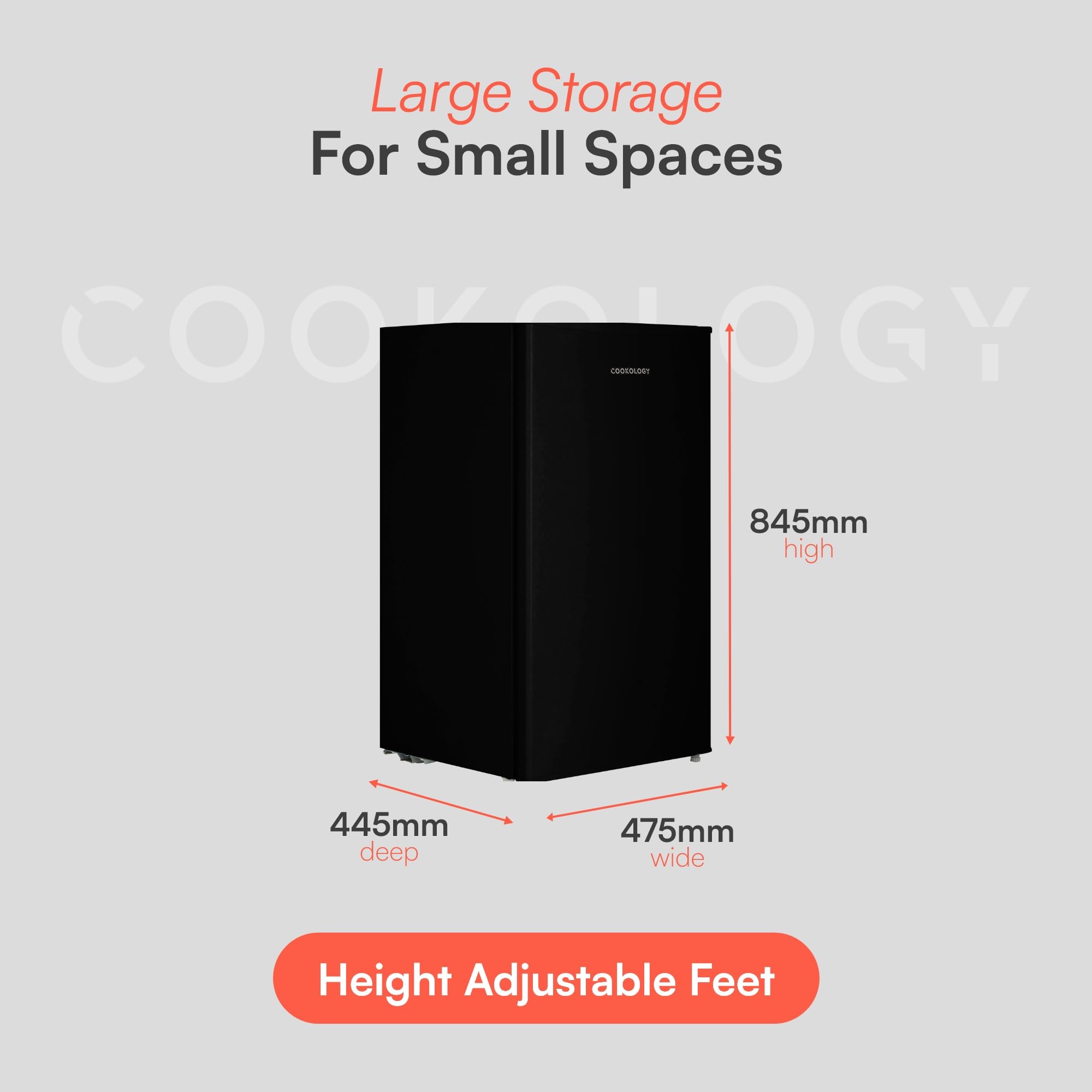 Cookology 60L Freestanding Under Counter Freezer - 48cm - Practical Reversible Door - 3 Large Compartments