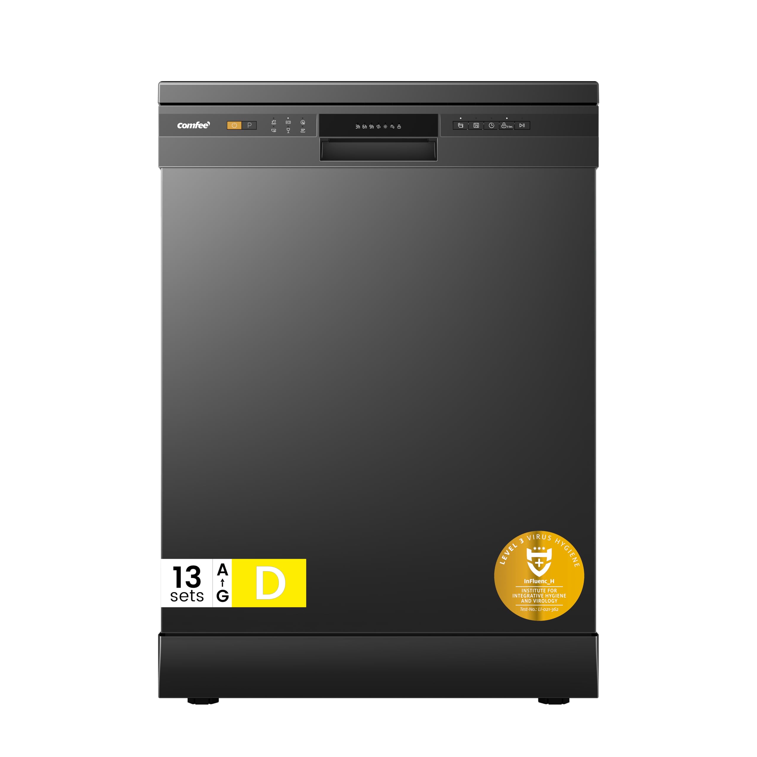 COMFEE' Dishwasher Freestanding with 13 Place Settings, New Upgraded Full Size Dishwasher 60cm Width, CDWPF1301PBD-UK