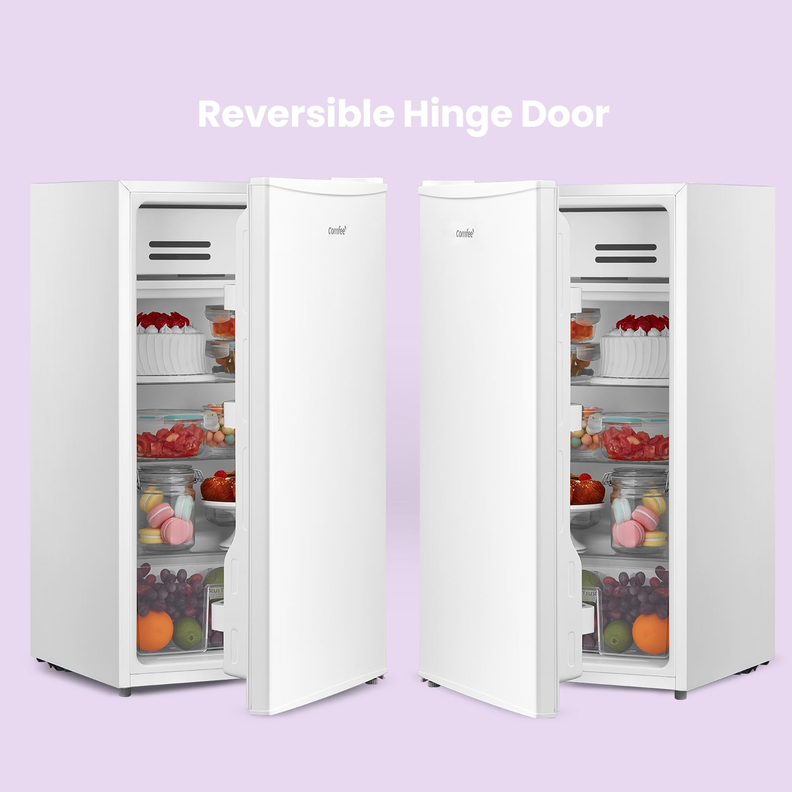 COMFEE' RCD93WH2(E) Under Counter Fridge, 93L Freestanding Refrigerator with Cooler Box, Adjustable Thermostat