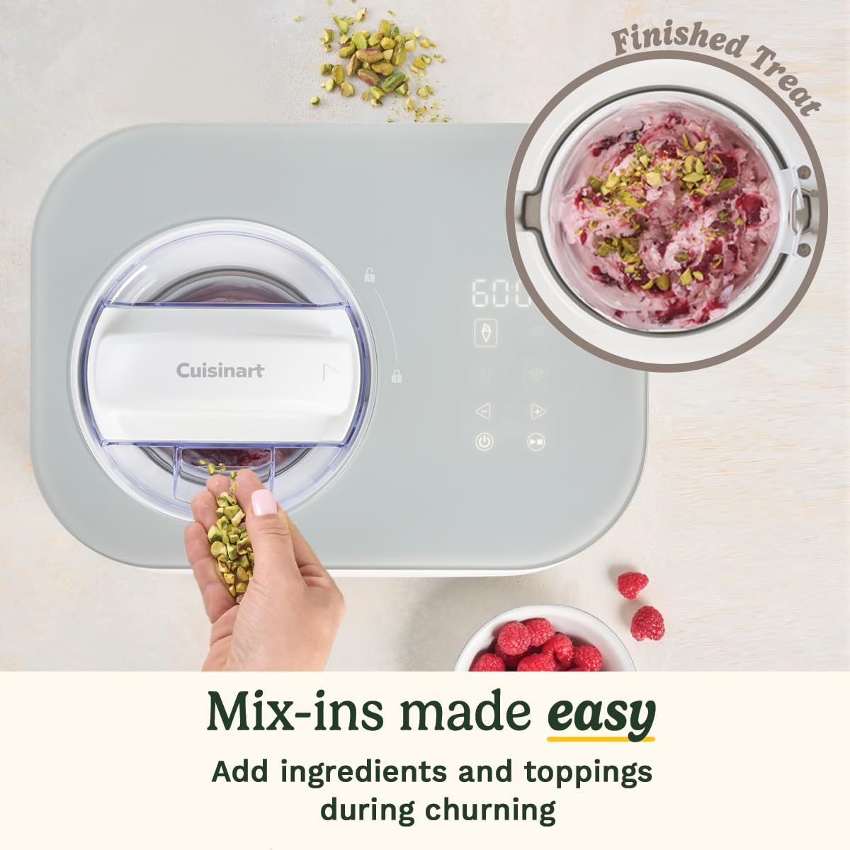 Cuisinart FreezeEase Ice Cream and Gelato Maker- Self freezing ice cream maker | 3 presets | Ice Cream, Sorbet, Frozen Yoghurt