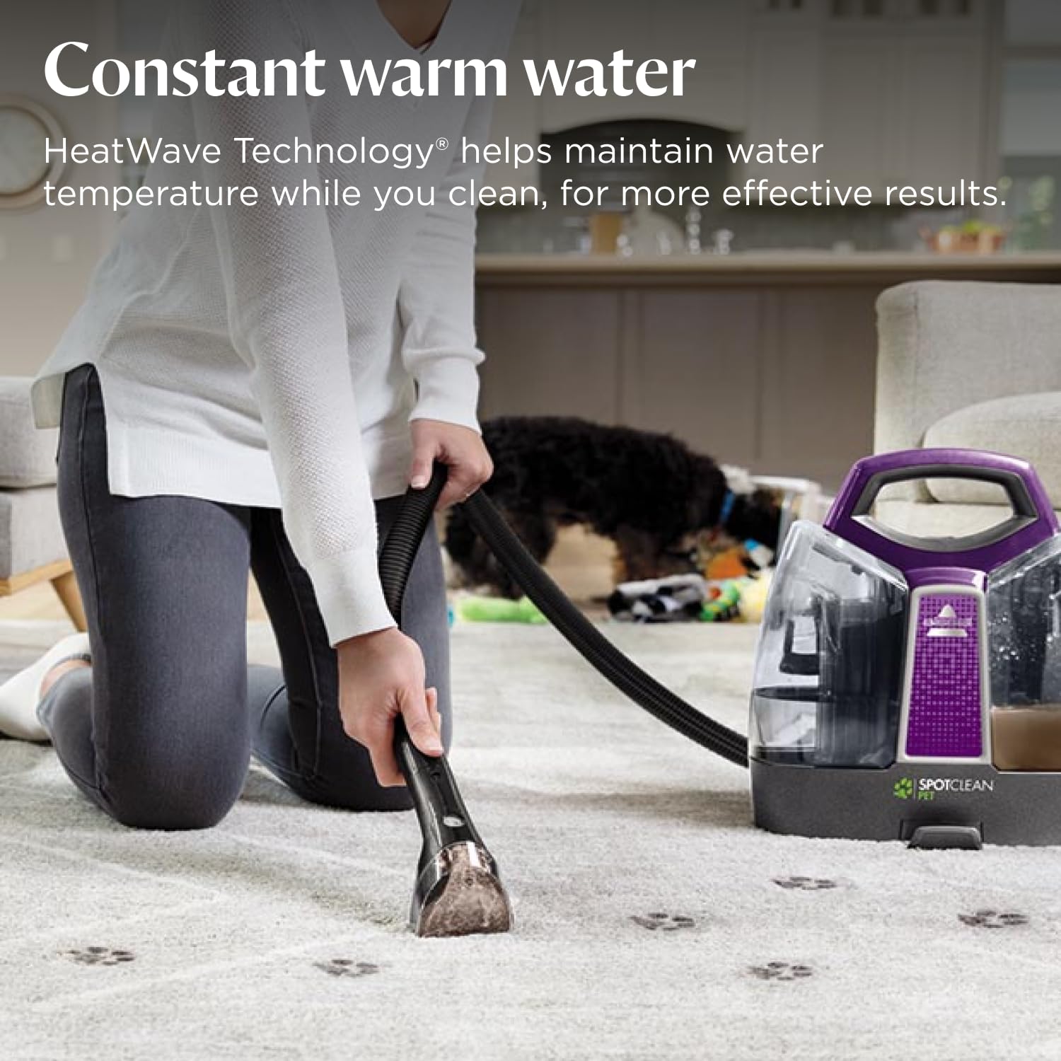 BISSELL SpotClean Pet, Carpet Cleaner, Portable Spot Cleaner, Spills & Carpet Stain Remover with HeatWave Technology, Upholstery Cleaner
