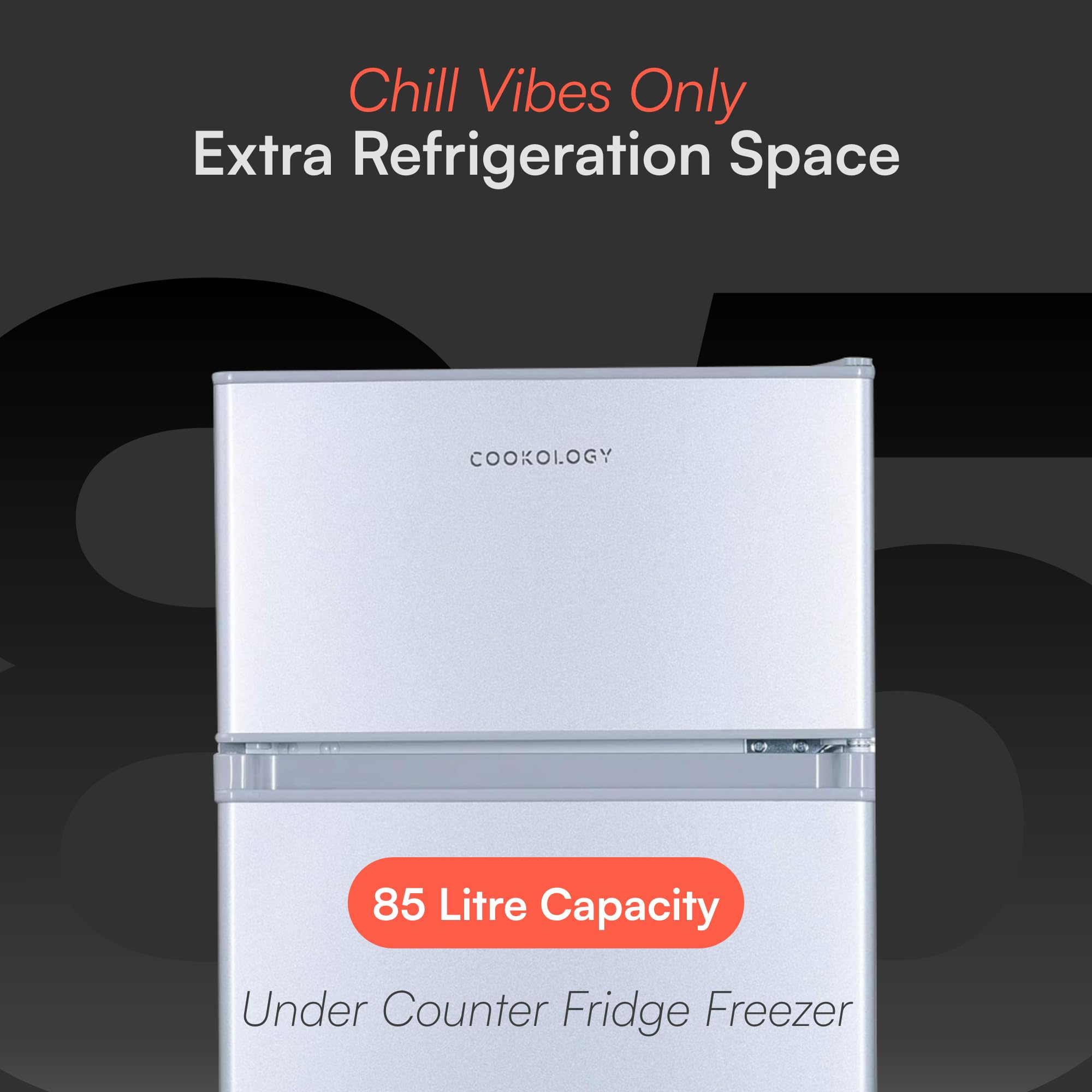 Cookology 87L Freestanding Under Counter Small Fridge Freezer - 2 Doors - Adjustable Temperature Control - LED Light