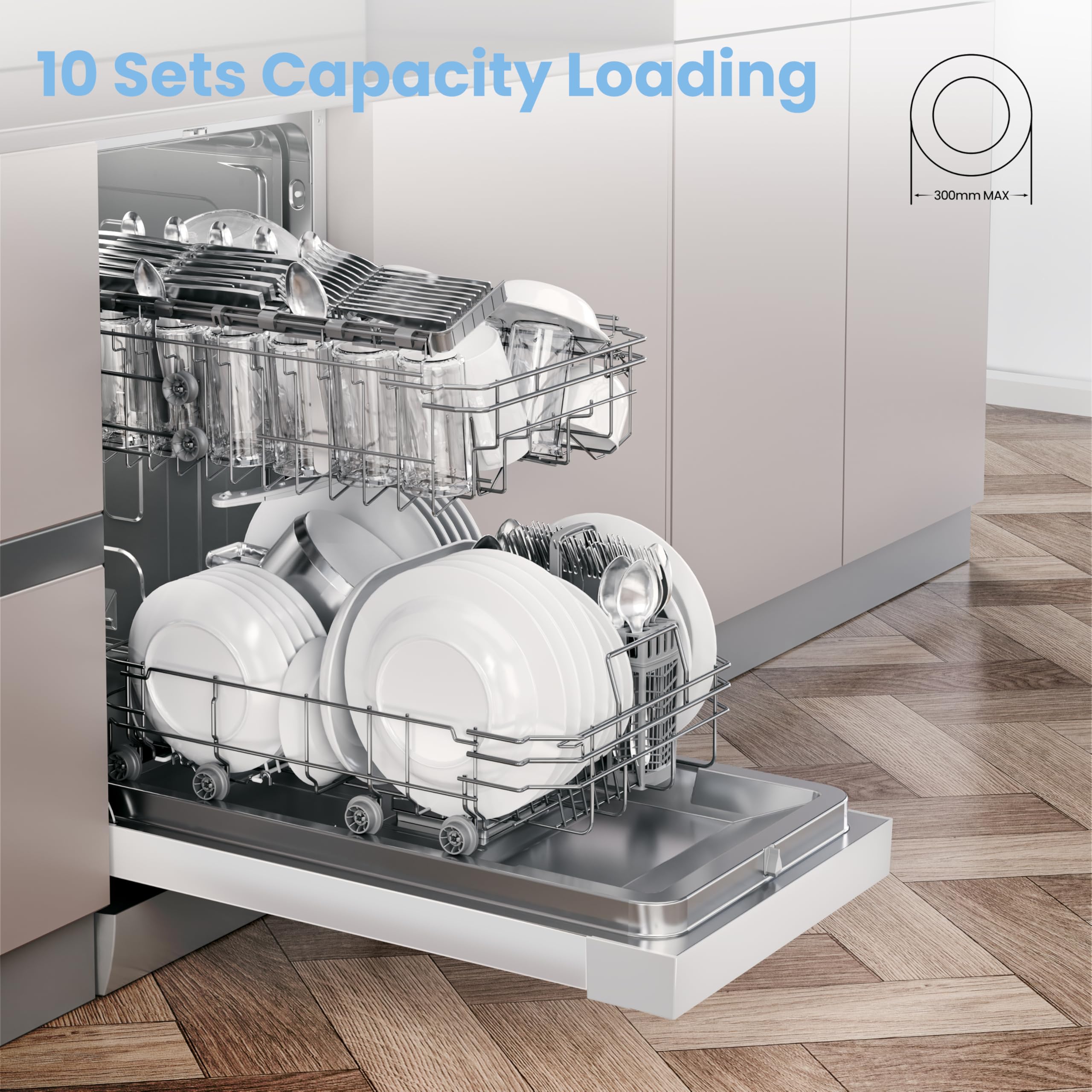 COMFEE' Freestanding Dishwasher CDWEF1034BW-UK 45cm Width, Slimline Dishwasher with 10 place settings, Quick Wash