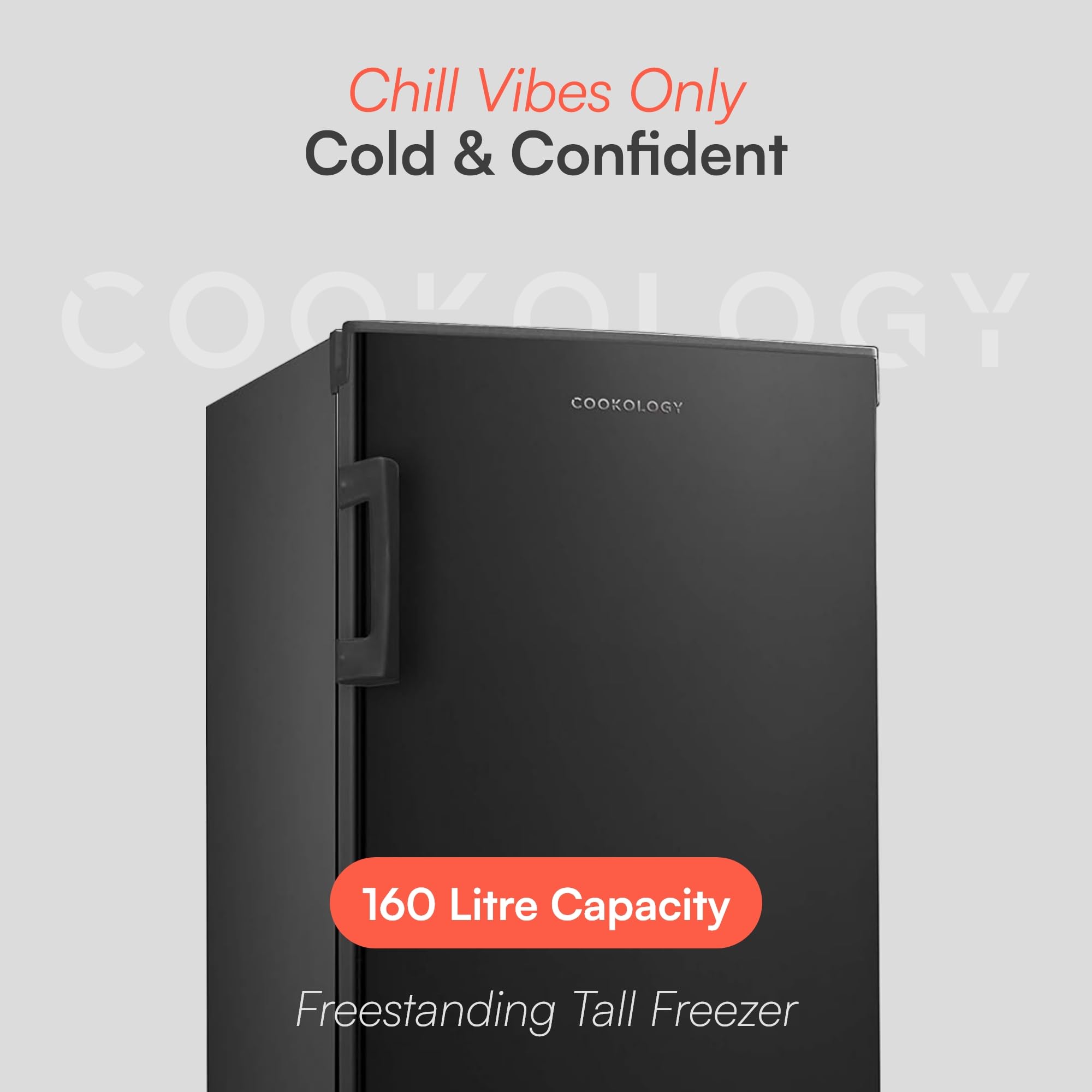 Cookology CTFZ160BK Tall Freestanding Freezer - Upright Freezer with 160 Litre Capacity - 142cm High and 55cm Wide