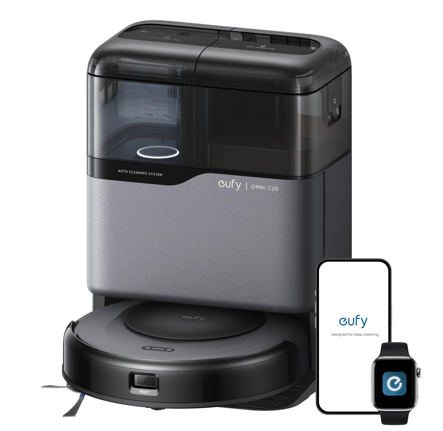 eufy Omni C20, Robot Vacuum Cleaner with Mop, All-in-One Station,7,000 Pa Powerful Suction, Ultra-Slim, Auto Emptying