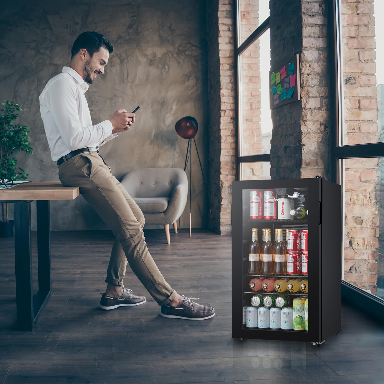 COMFEE' RCZ99BG2(E) Under Counter Beer & Drinks Fridge-93L Capacity,Holds up to 115 Cans, Premium Temperature Performance