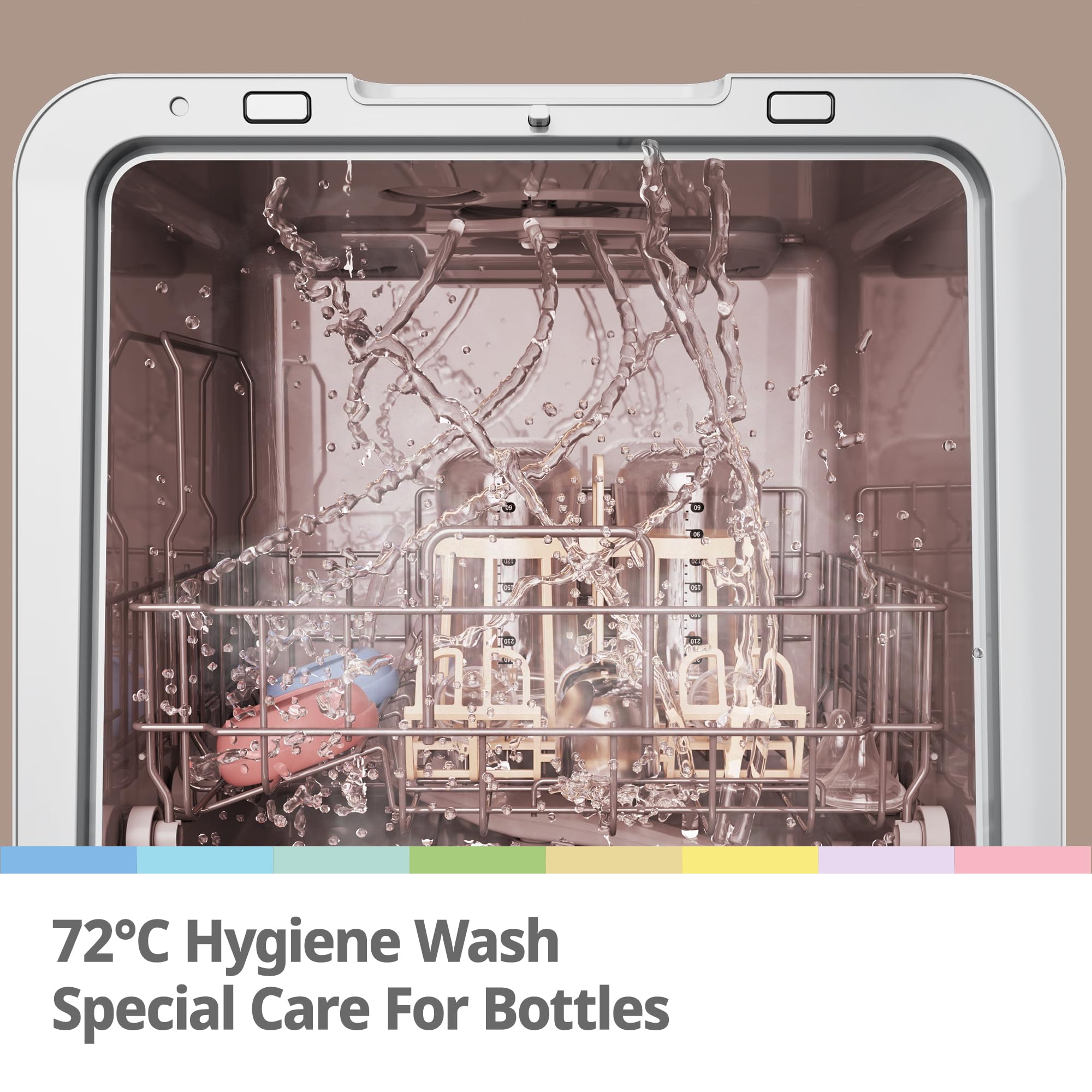 COMFEE' Table Top Dishwasher 7+3 Programs Mini Tabletop Dishwasher No Plumbing, 6L Built-in Water Tank, Hygiene Wash, Auto Door Open Drying